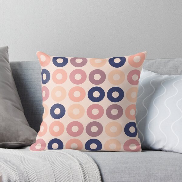 Pink and Navy circles Throw Pillow