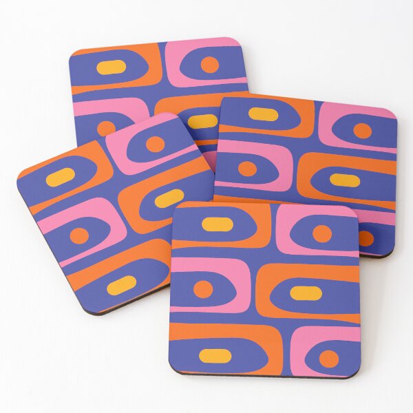 Item preview, Colorful Mid Century Modern Piquet Minimalist Abstract Blue Pink Orange designed and sold by kierkegaard.