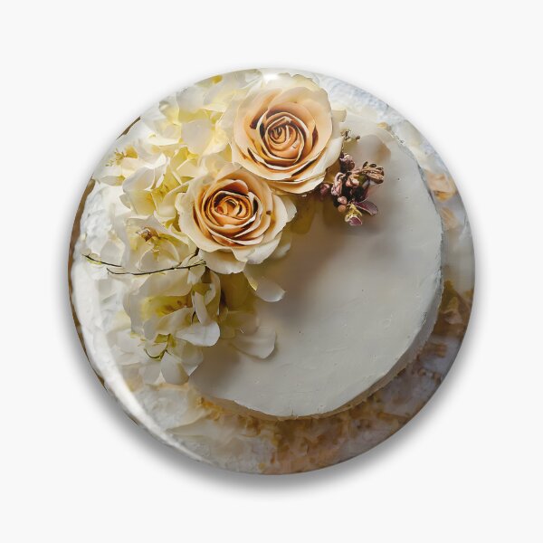 Item preview, Zenith view of a wedding cake with golden flowers and gypsophila. designed and sold by coffeeflavour.