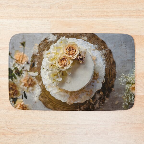 Item preview, Zenith view of a wedding cake with golden flowers and gypsophila. designed and sold by coffeeflavour.