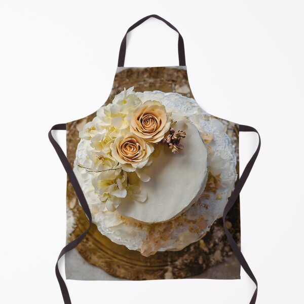 Item preview, Zenith view of a wedding cake with golden flowers and gypsophila. designed and sold by coffeeflavour.