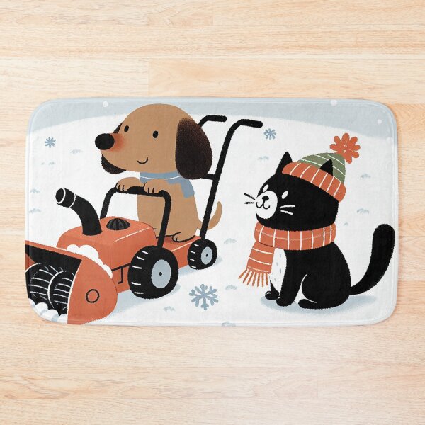 Item preview, Snow Blower Fantasy with Dachshund and Black Cat designed and sold by zzz888.