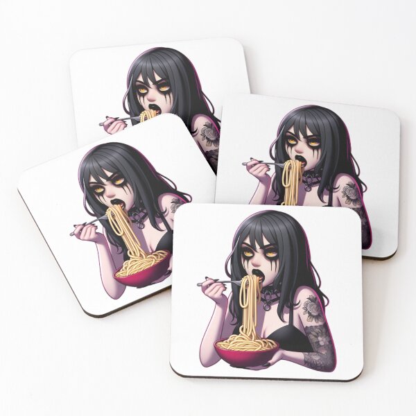 Item preview, Gothic Girl Eating Pasta designed and sold by ArtadoraDesignz.