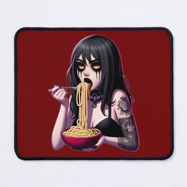 Item preview, Gothic Girl Eating Pasta designed and sold by ArtadoraDesignz.