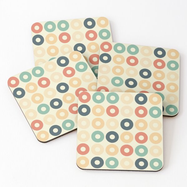 Petrol and Cinnamon circles Coasters (Set of 4)