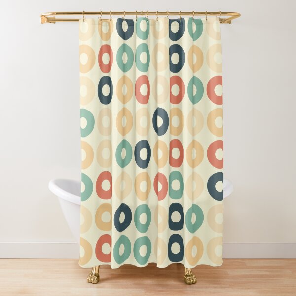 Petrol and Cinnamon circles Shower Curtain