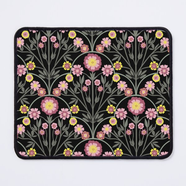 Vista previa del artículo con la obra «Patrón de superficie floral rosa y negro», diseñado y vendido por SheilaMcDowell Design.
