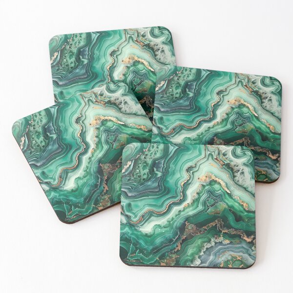 Item preview, Abstract Art Malachit Stone Slab Blue Green Beige designed and sold by fluffstuffgifts.