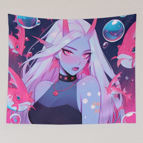 Item preview, Neon Pink Aquatic Fantasy Elf Anime Girl designed and sold by bubblegoth.