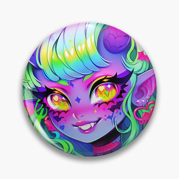 Item preview, Cute Whimsical Ranbow Neon Demon Anime Girl designed and sold by bubblegoth.