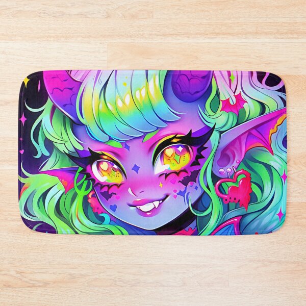 Item preview, Cute Whimsical Ranbow Neon Demon Anime Girl designed and sold by bubblegoth.