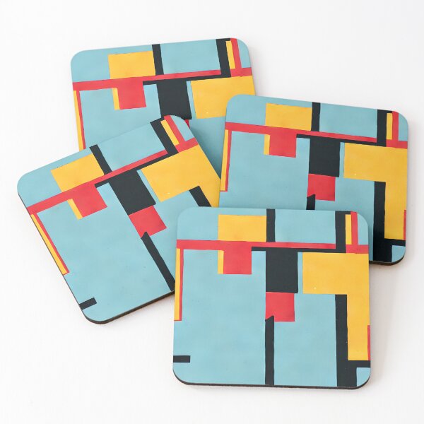 Item preview, Modern shapes in pattern - Red, Yellow, Black, Blue. designed and sold by CushyNest.