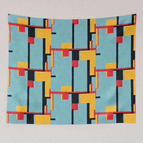 Item preview, Modern shapes in pattern - Red, Yellow, Black, Blue. designed and sold by CushyNest.