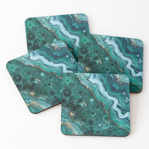 Item preview, Abstract Art Malachit Stone Slab Blue Green Beige designed and sold by fluffstuffgifts.