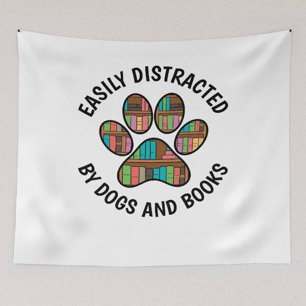 Item preview, Easily Distracted by Dogs and Books, Banned Books, Funny Bookworm, Protect Librarians, Book Lover, Reading Teacher designed and sold by behindthefacts.