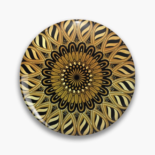 Item preview, Fantasy flower mandala black gold  designed and sold by CreaTwinkles.