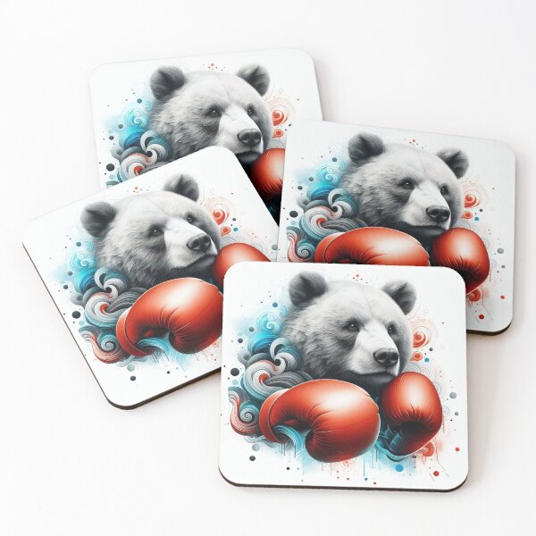 Item preview, Boxing Bear Red Gloves Colorful  designed and sold by Martial-Art-23.