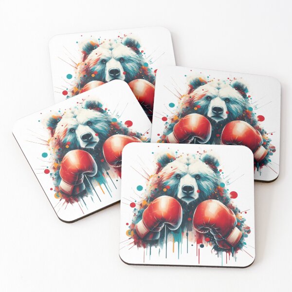 Item preview, Boxing Bear Red Gloves Dots Colorful designed and sold by Martial-Art-23.
