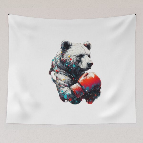 Item preview, Boxing Bear Red Gloves Colorful Dots designed and sold by Martial-Art-23.