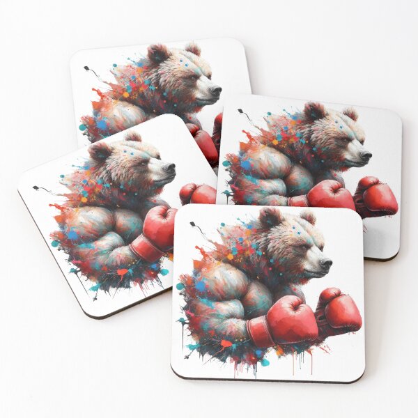 Item preview, Boxing Bear Red Gloves Splash of Colors designed and sold by Martial-Art-23.