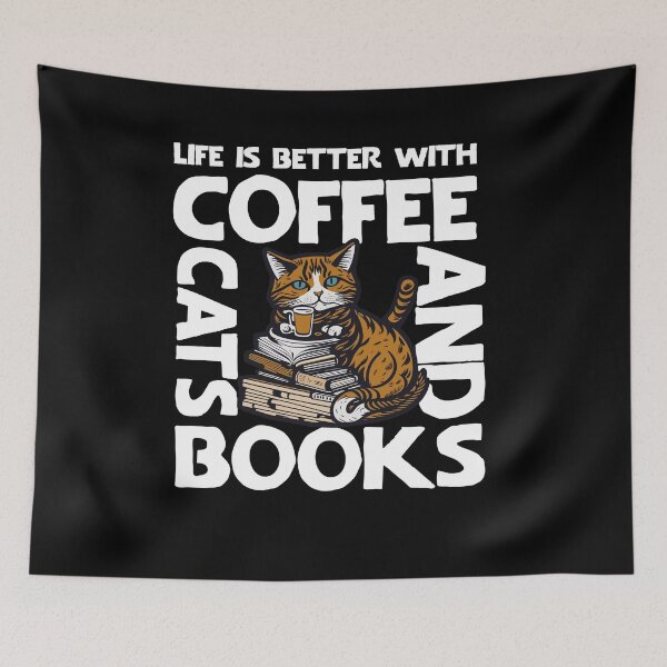 Item preview, Life is Better with Coffee Cats and Book, Banned Books, Funny Bookworm, Protect Librarians, Book Lover, Reading Teacher designed and sold by behindthefacts.