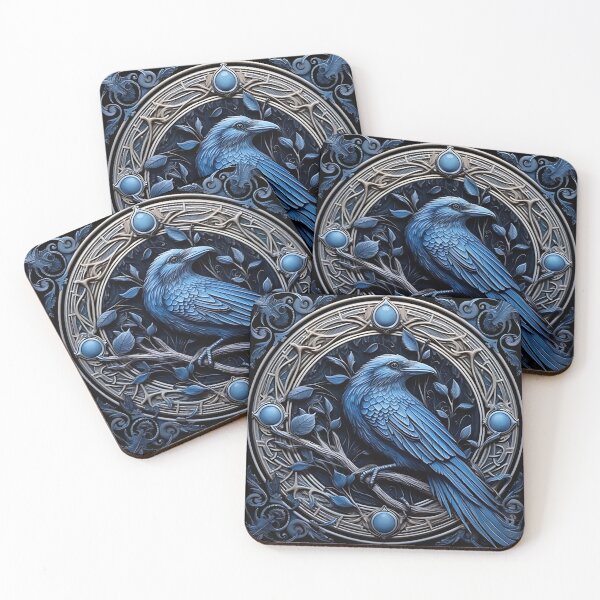 Item preview, Viking raven, Blue celtic raven, viking ornament, for dad, dad, happy dads day designed and sold by PRYMULLART.