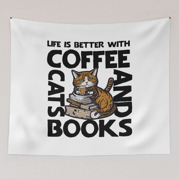 Item preview, Life is Better with Coffee Cats and Book, Banned Books, Funny Bookworm, Protect Librarians, Book Lover, Reading Teacher designed and sold by behindthefacts.