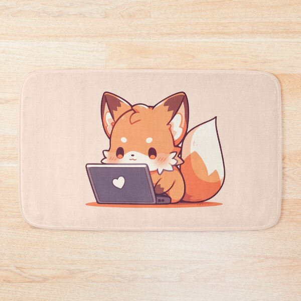 Item preview, Cute Kawaii Little Fox Working on a Laptop designed and sold by CozyKawaiiArt.