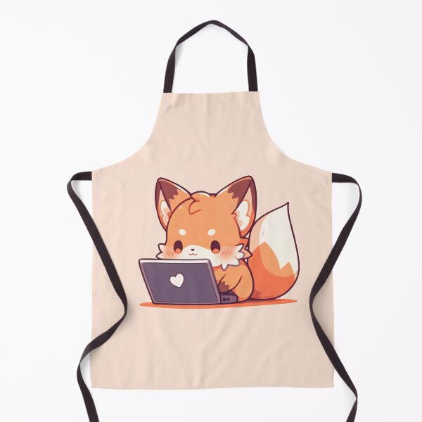 Item preview, Cute Kawaii Little Fox Working on a Laptop designed and sold by CozyKawaiiArt.