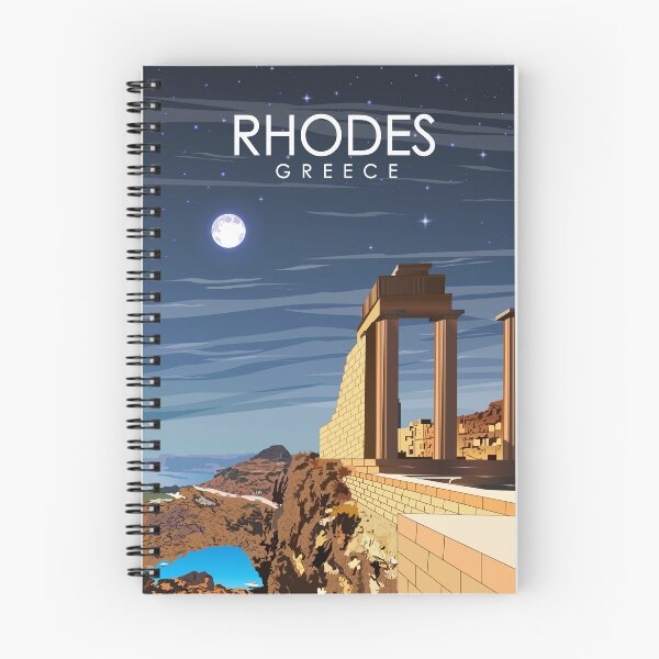 Artikelvorschau, Rhodos-Griechenland-Insel-Reise-Plakat nachts entworfen und verkauft von Stadify.