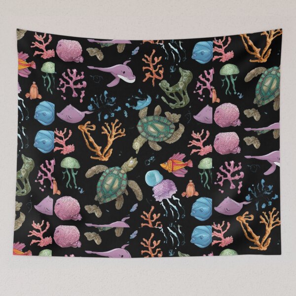 Item preview, Ocean Opus: Whimsical Sea Creatures Pattern Art designed and sold by DunuStore.