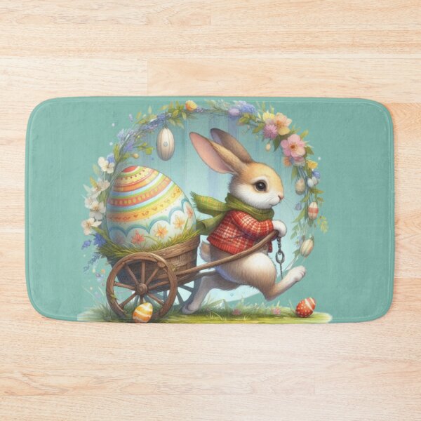 Item preview, Happy Easter, a hare is pulling a cart with a colorful Easter egg designed and sold by JaroDesign2023.