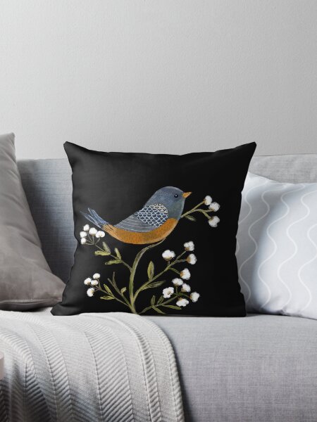 Aperçu de l'œuvre Oiseau en buisson à fleurs blanches. créée et vendue par SheilaMcDowell Design.
