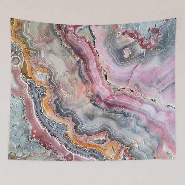 Item preview, Abstract Art Pink Grey Agate Design Nature Print  designed and sold by fluffstuffgifts.