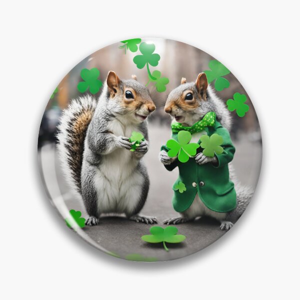 Item preview, St. Patrick's Day Squirrels in the City with Shamrocks designed and sold by kpimarketing.