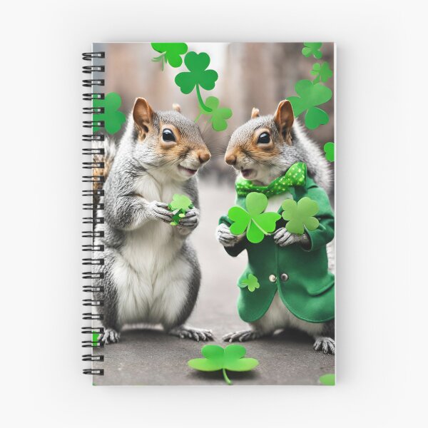 Item preview, St. Patrick's Day Squirrels in the City with Shamrocks designed and sold by kpimarketing.