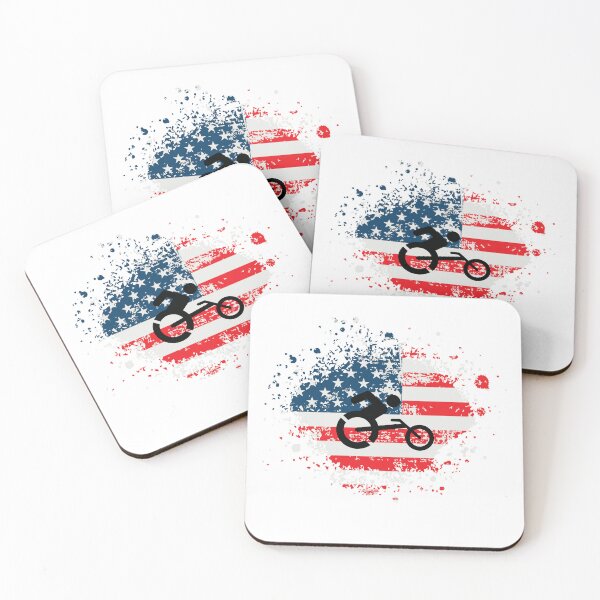 Artikelvorschau, Rollstuhlfahrer mit amerikanischer Flagge entworfen und verkauft von It's Wheelie Cool.