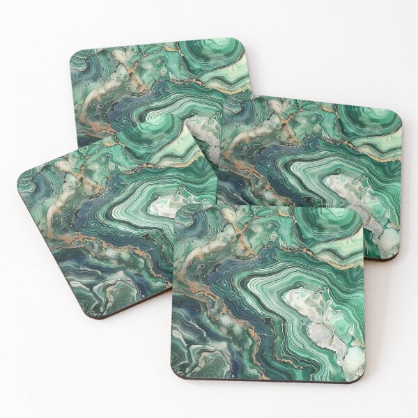 Item preview, Abstract Art Malachite Stone Slab Blue Green Beige designed and sold by fluffstuffgifts.