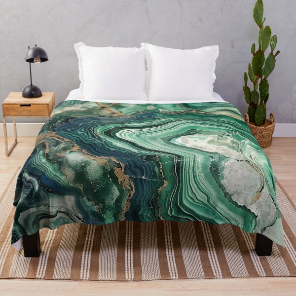 Item preview, Abstract Art Malachite Stone Slab Blue Green Beige designed and sold by fluffstuffgifts.
