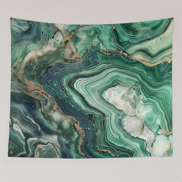 Item preview, Abstract Art Malachite Stone Slab Blue Green Beige designed and sold by fluffstuffgifts.