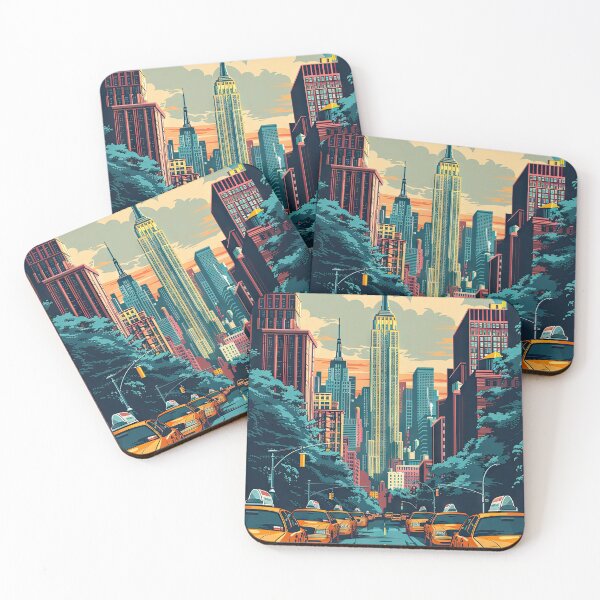 Item preview, Sunset over the New York skyline with the iconic yellow taxis and the Empire State Building designed and sold by Jerhus.