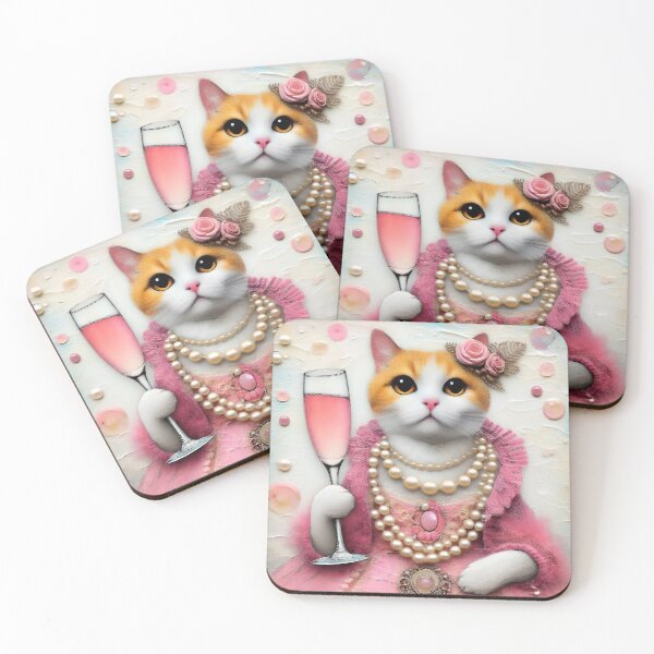 Item preview, Ginger Cat in her Pink Dress and Pearls designed and sold by Angelandspot.