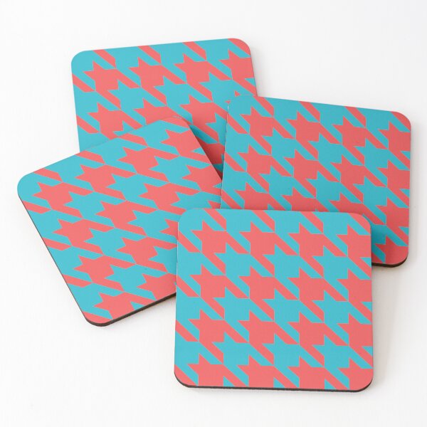 Item preview, Coral and blue houndstooth pattern designed and sold by LinDraws.