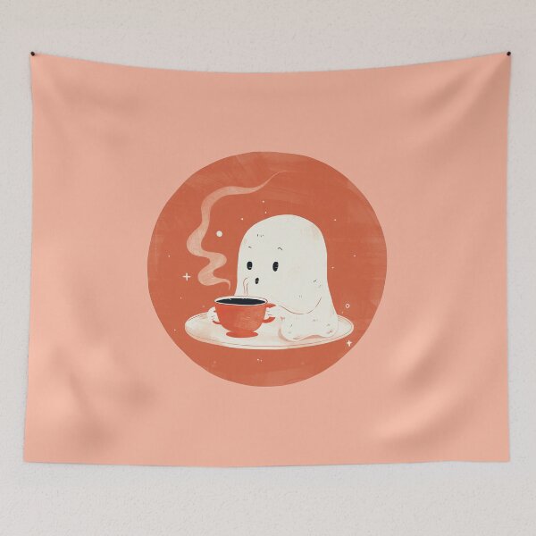 Item preview, Coffee-Loving Ghost - Ghostie in the Fall designed and sold by MedvedMagazine.