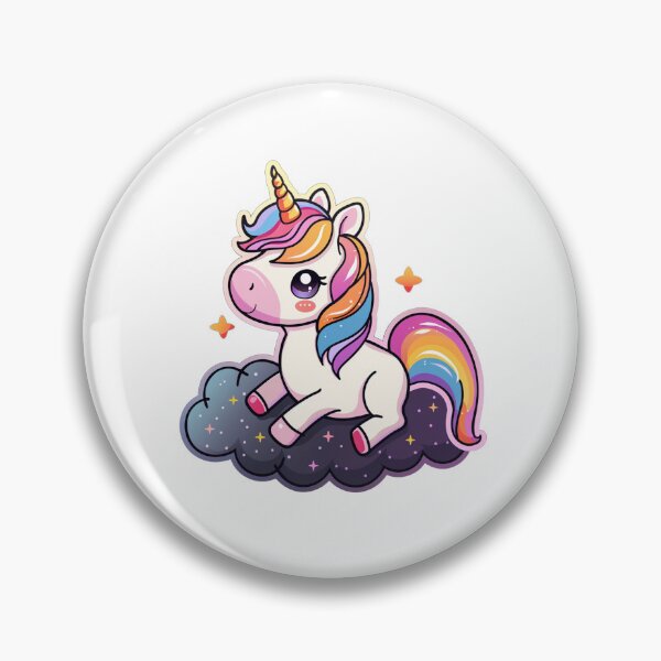 Artikelvorschau, Kawaii-Chibi-Einhorn mit Regenbogenmähne, das auf einer schwarzen Wolke liegt entworfen und verkauft von KawaiiArtStyle.