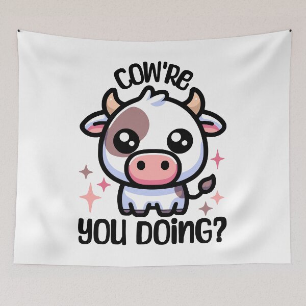 Item preview, Cow're You doing? Cute Cow Pun designed and sold by PMCreative.