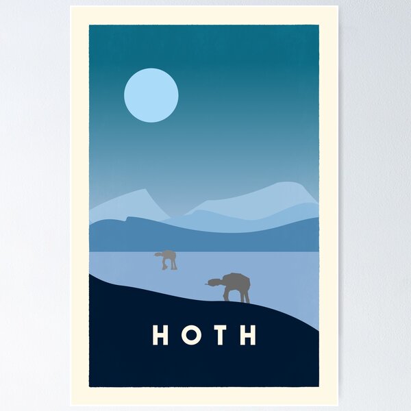 Item preview, Affiche de voyage rétro minimaliste de Hoth designed and sold by Pixel Threads.