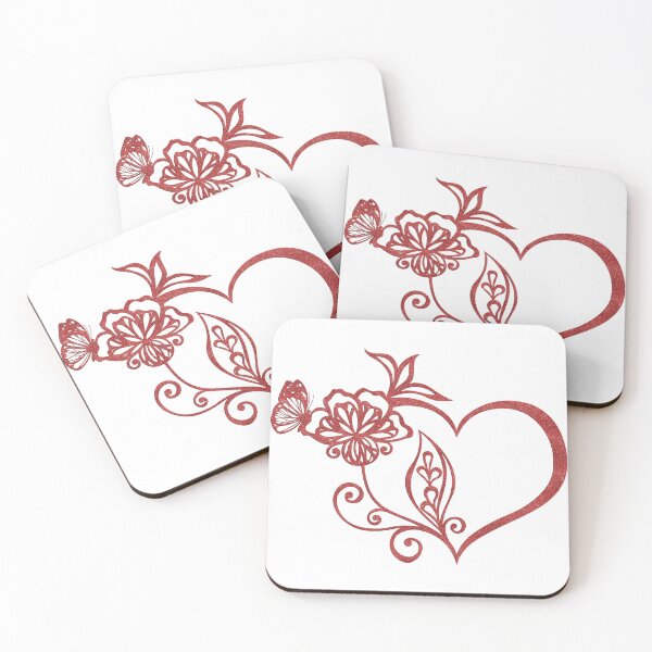 Item preview, Floral Heart Butterfly (red glitter) designed and sold by Margival.