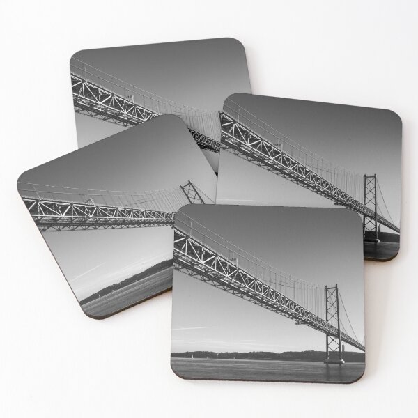 Item preview, black and white red bridge over the Tejo River seen from the bank in Lisbon, Portugal designed and sold by jpferreiraphoto.
