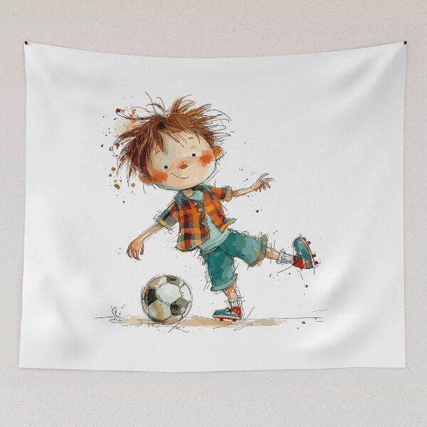 Item preview, Little Boy Playing Soccer designed and sold by Liededrom..